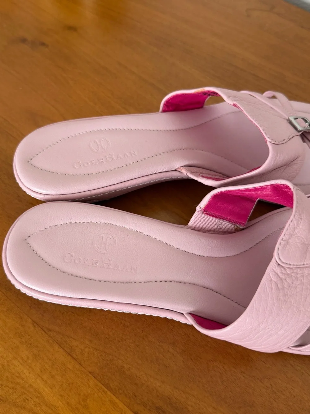 Cole Haan & Nike Air Pink Leather Cushioned Footbed Slide Sandals  8,5 Comfort